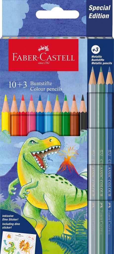CREIOANE COLORATE 10+3 CULORI DINOZAURI FABER-CASTELL CREIOANE COLORATE 10+3 CULORI DINOZAURI FABER-CASTELL